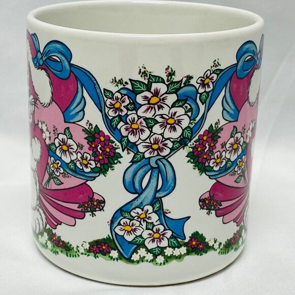 Bunny & Blooms Ceramic Mug 11 Oz 1995 Flowers Inc. Balloons Korea - Picture 3 of 11